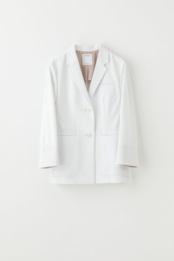 White blazer on a light gray background